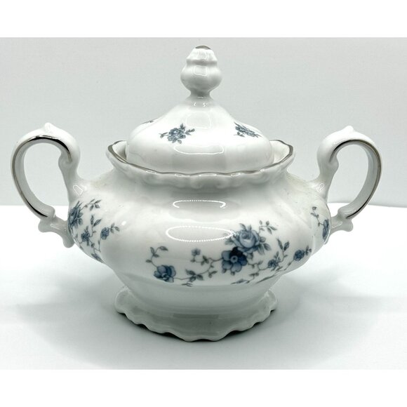 Johann Haviland Traditions Blue Garland Pattern Sugar Bowl With Lid Fine Porcela - Picture 7 of 12